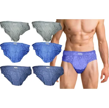 Dámské spodní prádlo Sada 6 Párů pánských slipů bavlněných Cotton World Slipy Bavlna 6XL