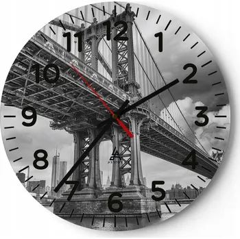 Hodiny Nástěnné hodiny Skleněné hodiny 30x30 cm New York Manhattan Hodiny na zeď ARTTOR Moderní nástěnné hodiny do obýváku Tiché nástěnné hodiny do kuchyně Skleněné nástěnné hodiny bezhlučné Nástěnná dekorace moderní stylové Nástěnné hodiny do kuchyně kulatý nás