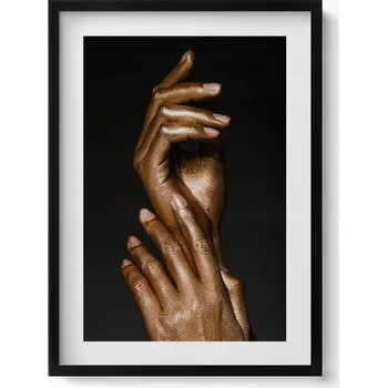 Obraz Dekorativní nástěnný obraz s černým rámem a grafikou loft - Ženské ruce 50x70 cm