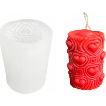 Svíčka Silikonová forma na SVÍČKY VOSK MÝDLA ODLITKY SÁDRY PRYSKYŘICE VÁLEC SE SRDÍČKY
