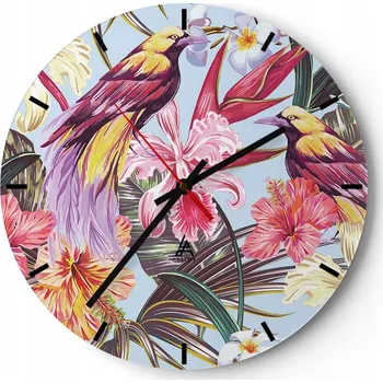 Hodiny Nástěnné hodiny do kuchyně 30x30 Pták Skleněné hodiny do obýváku Loft Tiché