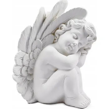 Anděl strážný FIGURKA BÍLÝ SPÍCÍ ANDÍLEK VELKÝ 20CM SOCHA DEKORACE