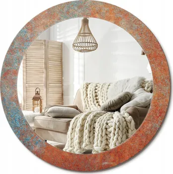 Zrcadlo Zrcadlo s potiskem do koupelny ložnice obývacího pokoje Rezavý kov Průměr 70 cm