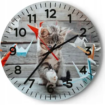 Hodiny Kuchyňské nástěnné hodiny 30x30 Zvířata Moderní skleněné hodiny Obývací pokoj Tiché