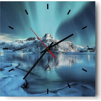 Hodiny Velké nástěnné hodiny 40x40 Zorza - Skleněné čtvercové tiché hodiny