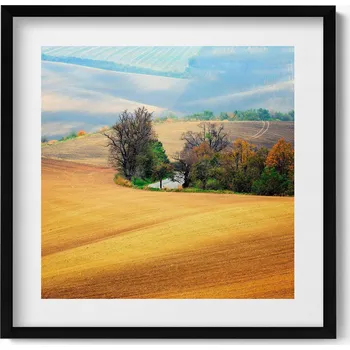 Obraz Dekorativní obraz v černém rámu na zeď Morava venkovská krajina 50x50 cm