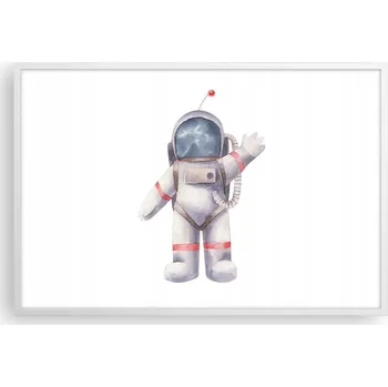 Obraz Obraz plakát v bílém rámu do obýváku 91x61 astronaut foto na zeď
