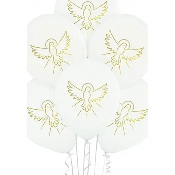 Balónek BALÓNKY na SVATÉ PŘIJÍMÁNÍ Křest Svatý Holubice 25cm 6 Ks