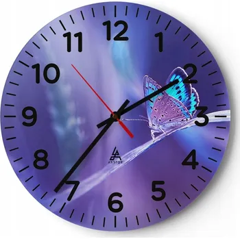 Hodiny Nástěnné hodiny do obýváku 40x40 Motýl Kulatý Skleněné hodiny Loft Tiché