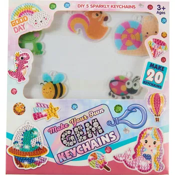 kreativní sada DIAMANTOVÁ VÝŠIVKA MOZAIKA SADA KLÍČENEK DIY 5KS