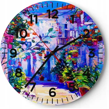 Hodiny Kuchyňské nástěnné hodiny 30x30 Město Moderní skleněné hodiny do obýváku Tiché