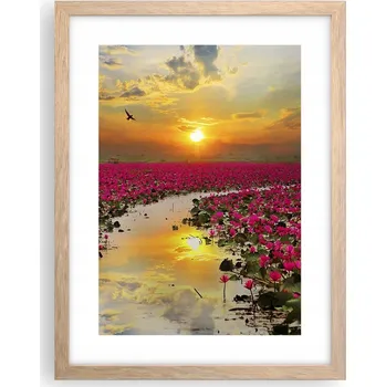 Obraz Obraz plakát v rámu světlý dub do obýváku 30x40 květ lotosu na zeď