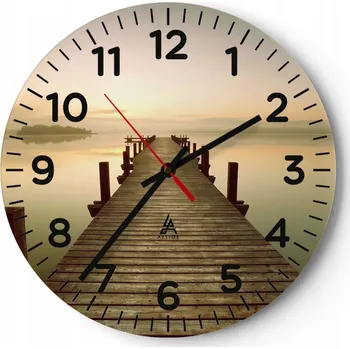 Hodiny Nástěnné hodiny do obýváku 40x40 Krajina Kulatý Skleněné hodiny Loft Tiché