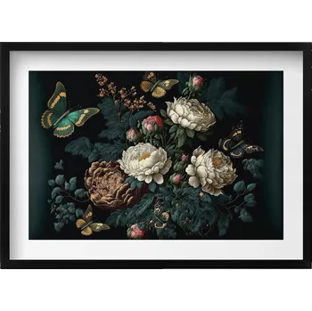 Obraz Závěsný obraz na zeď dekorace do bytu Botanický motiv květin 70x50 cm