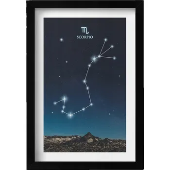Obraz Dekorativní nástěnný obraz v černém rámu Znamení zvěrokruhu Štír 20x30 cm