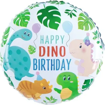 Balónek Kulatý fóliový balónek Šťastný Dinosaurus , 45 cm