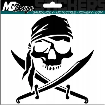 Samolepicí dekorace na vozidlo SAMOLEPKA na auto PIRÁT LEBKA ŠAVLE 14x15
