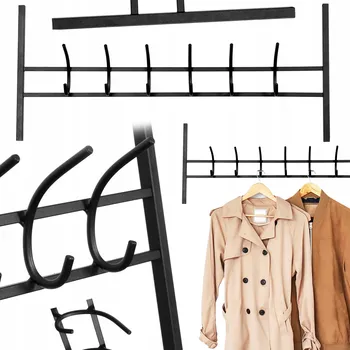 Věšák Nástěnný věšák kovový černý LOFT na oblečení a klíče, industriální styl