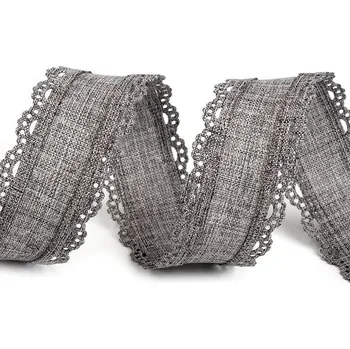Stuha Stuha imitace juty šíře 35 mm s výsekem Varianta: 2 šedá perlová, Balení: 18 m