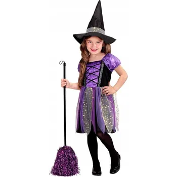 Karnevalový kostým KOSTÝM MALÁ FIALOVÁ ČARODĚJNICE FIALOVÁ HALLOWEEN 104