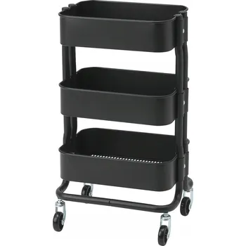 Servírovací stolek IKEA RASKOG kuchyňský vozík na kolečkách, mini regál, barový vozík ČERNÝ 28x38 cm