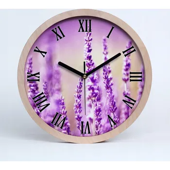 Hodiny Dřevěné nástěnné hodiny římské levandule průměr 30 cm