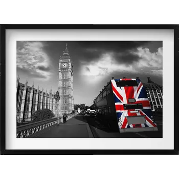 Obraz Dekorativní obraz v rámu do obýváku Big Ben a autobus v Londýně 70x50 cm