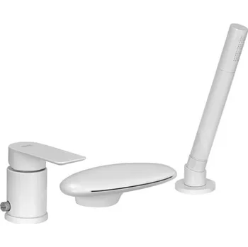 Vodovodní baterie HOPA Tříotvorová vanová baterie s vodopádem ARNO 07UF37 - bílá matná BAREI07UF37