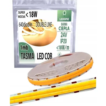LED osvětlení LED pásek COB 24V super silný 18W/m 1800 lm/m NEON linie DOUBLE teplá bílá 1M