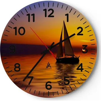 Hodiny Kuchyňské nástěnné hodiny 30x30 Plachetnice Moderní skleněné hodiny do obýváku Tiché