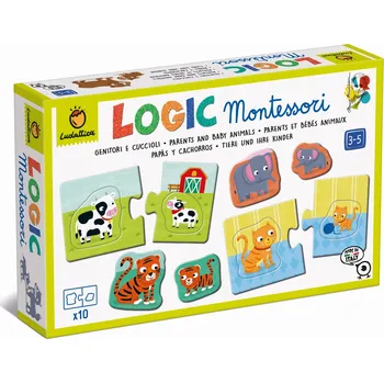 Dřevěná hračka LUDATTICA: LOGIC Montessori – hra-skládačka – ZVÍŘÁTKA A JEJICH MAMINKY 22525