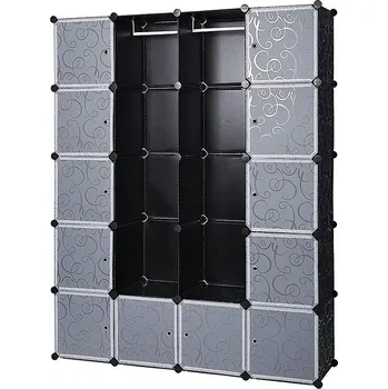 Šatní skříň Skříň Songmics regál 143 x 178 x 36 cm černý