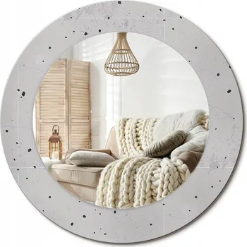 Zrcadlo Dekorativní zrcadlo s ozdobným kulatým rámem Betonová textura průměr 50 cm