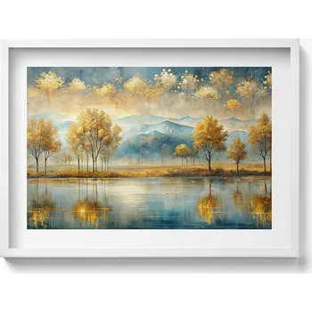 Obraz Obraz dekorace na zeď Abstraktní krajina stromů nad jezerem 70x50 cm