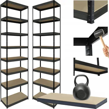 Dílenský regál Kovový regál skladový stojan HELIOS 270x30x30cm 8 polic x 175kg nosnost, kombinovatelný