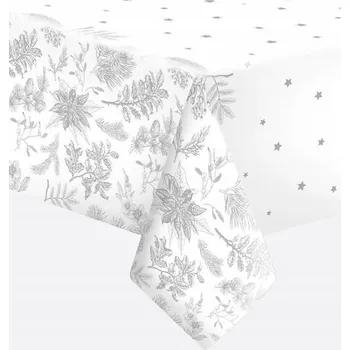 Vánoční dekorace PAPÍROVÝ UBRUS 120x180cm Hvězdička VÁNOCE SVÁTKY stromeček