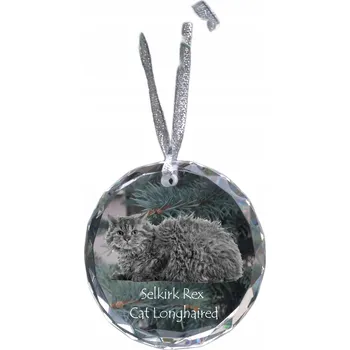 Obraz Selkirk Rex dlouhosrstá kočka - křišťálová vánoční koule s fotografií, fotky kočky v