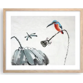 Obraz Obraz plakát na zeď v rámu světlý dub 50x40 abstrakce foto do obýváku