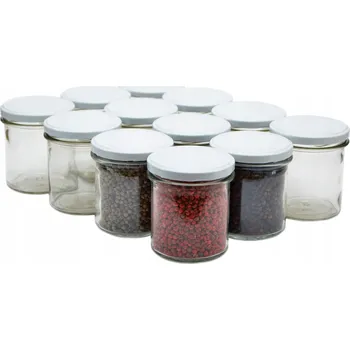 Sklenice Skleněná Zavařovací Sklenice 350 ml 12 kusů Zavařovací Sklenička na zavařování Sklenice na maso