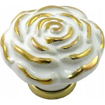 Obraz Keramická úchytka italská Růže bílo-zlatá 45x44mm