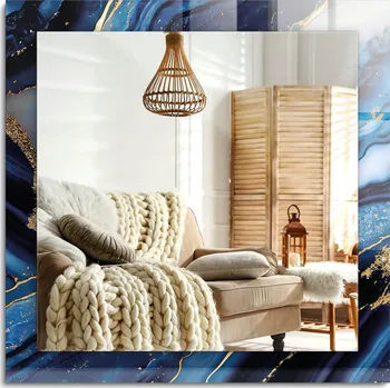 Zrcadlo Závěsné dekorativní Zrcadlo s potiskem Abstraktní umění mramoru 60x60 cm