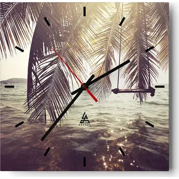 Hodiny Velké nástěnné hodiny 40x40 Krajina Skleněné hodiny Tiché