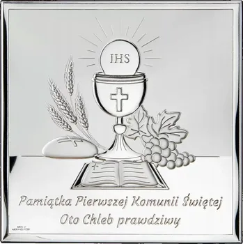 Obraz Stříbrný obrázek k prvnímu svatému přijímání, památka na první přijímání, 8x8 cm