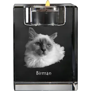 Svícen Birman - svícen s motivem koně, křišťálový podstavec na čajovou svíčku