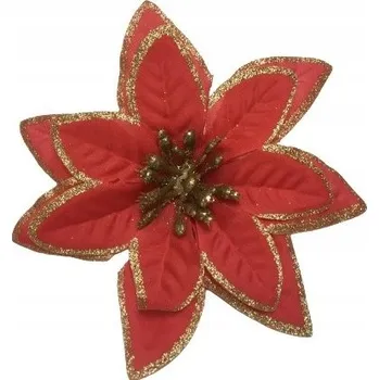 umělá květina UMĚLÝ KVĚT HVĚZDA BETLÉMSKÁ třpytivá červená vánoční dekorace