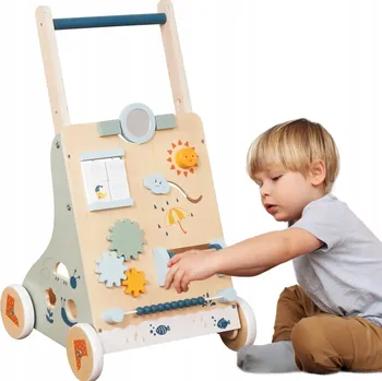 Odrážedlo DŘEVĚNÉ CHODÍTKO, MANIPULATIVNÍ ODRÁŽEDLO , TŘÍDIČ 8 v 1 METEO Pojízdné Odrážedlo