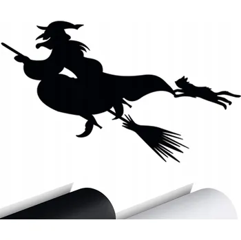 Samolepicí dekorace na vozidlo NÁLEPKA na auto ČARODĚJNICE a KOČKA Witch