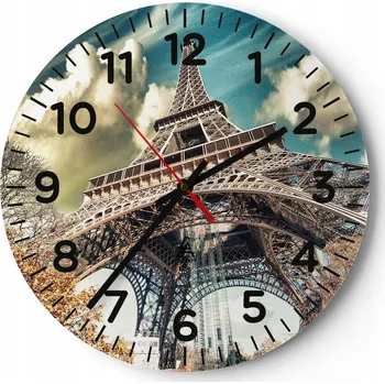 Hodiny Kuchyňské nástěnné hodiny 30x30 Město Moderní skleněné hodiny do obýváku Tiché