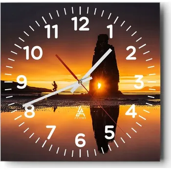 Hodiny Nástěnné hodiny do obýváku 40x40 Krajina Bezhluczne Skleněné hodiny Tiché