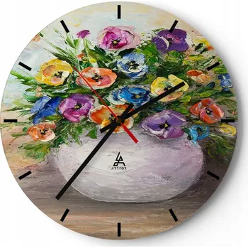 Hodiny Velké nástěnné hodiny 40x40 Květiny Skleněné hodiny Kulatý Tiché